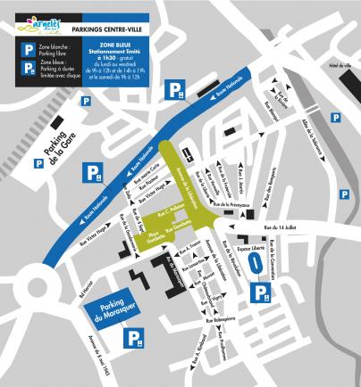Trois Zones Bleues Avec Disque En Centre Ville